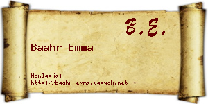 Baahr Emma névjegykártya